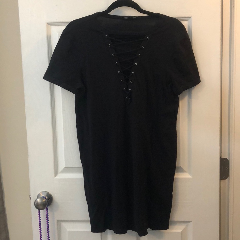 Black casual lace up dress